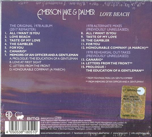 Love Beach - CD Audio di Keith Emerson,Carl Palmer,Greg Lake,Emerson Lake & Palmer - 2