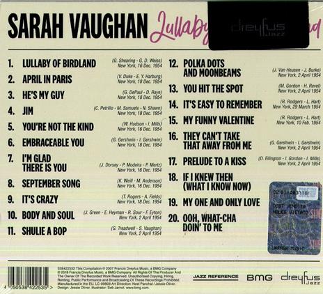Lullaby of Birdland - CD Audio di Sarah Vaughan - 2