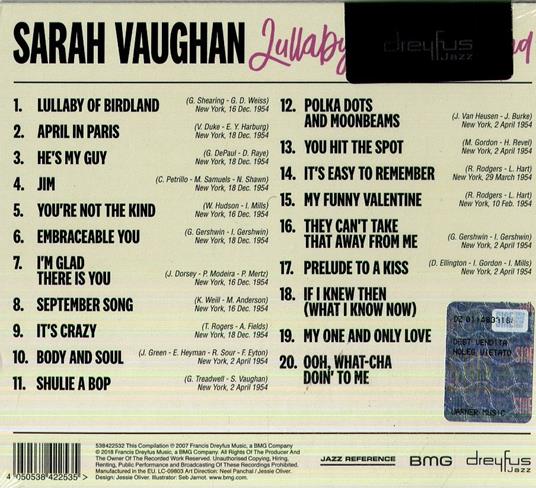 Lullaby of Birdland - CD Audio di Sarah Vaughan - 2