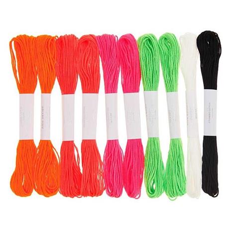 10 fili da ricamo in cotone - Fluo