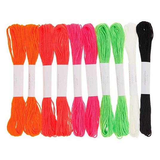 10 fili da ricamo in cotone - Fluo