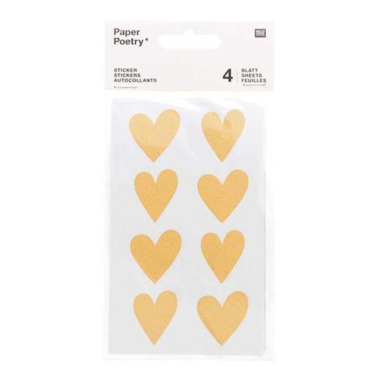 4 fogli di adesivi cuore di carta kraft - Rico Design - Cartoleria e scuola