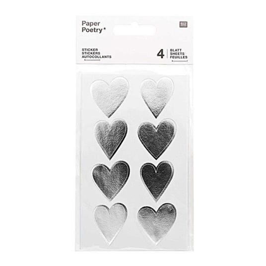 4 fogli di adesivi cuore d'argento - Rico Design - Cartoleria e scuola