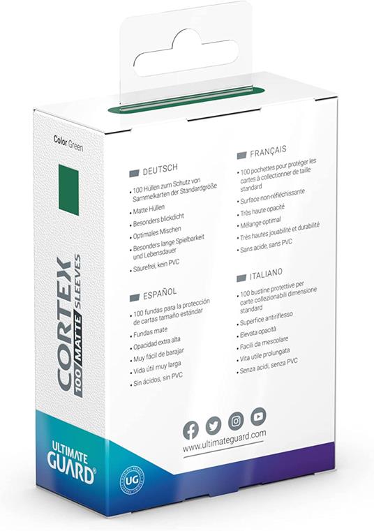 Ultimate Guard Cortex Sleeves Standard Size Matte Green (100) Ultimate Guard - 4