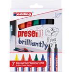 Edding Colourful Flipchart Kit marcatore permanente Combinata Nero, Blu, Verde, Arancione, Rosso, Giallo 7 pz