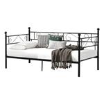 Divano Letto Metallo 200 x 100 cm Sofa Singolo Design Incluso Rete a Doghe Nero