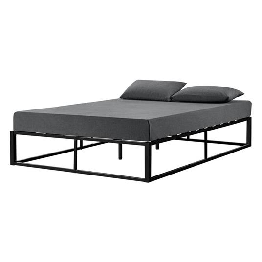 Letto In Metallo 180X200 Cm Con Rete A Doghe Acciaio Nero