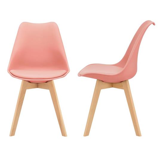BenyLed Set di 2 Sedie Imbottite per Sala da Pranzo Rosa con Schienale in Morbido Velluto e Gambe in Metallo Regolabili in Stile Legno 