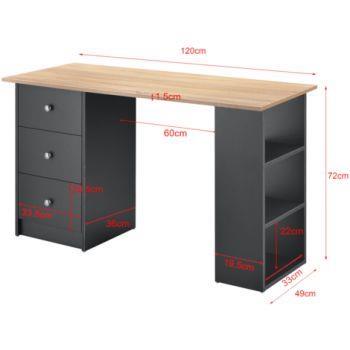 Esidra Scrivania Ufficio 3 cassetti 138 x 74 x 60 cm 