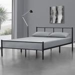 Struttura Letto in Metallo con Testiera e Pediera 160 x 200 cm Letto Matrimoniale Minimal Design. Nero