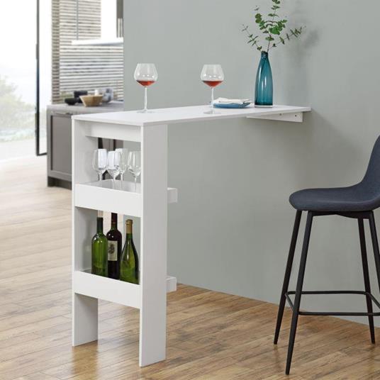Nero Bancone da Muro Tavolo Alto da Bar per la Casa 120 x 45 x 106 cm Penisola Cucina con 2 Ripiani