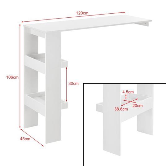 Nero Bancone da Muro Tavolo Alto da Bar per la Casa 120 x 45 x 106 cm Penisola Cucina con 2 Ripiani