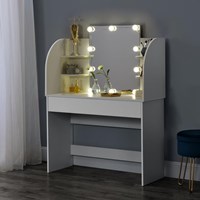 Tiptiper tavolo da toeletta con luci a LED e specchio tavolo da toeletta con sgabello e 4 cassetti tavolo da toeletta per camera da letto nero 