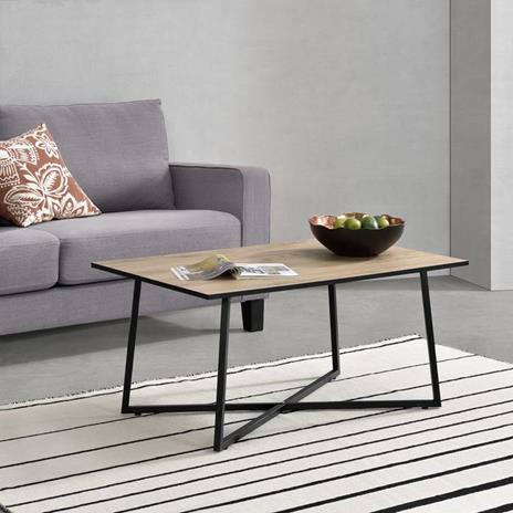 Tavolino da caffè/da Divano 120x60x45 cm Tavolino Basso da Salotto/Soggiorno LxLxA Piano Tavolo Rettangolare in MDF di Effetto Cemento su Gambe di Design in Acciaio Nero 