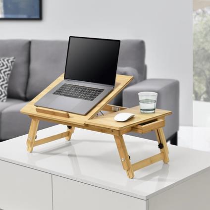Tavolo da letto pieghevole per pc regolabile supporto per Computer Portatile con cassetto Ufficio PC in bambù vassoio da colazione a letto reclinabile per Tablet Notebook Campeggio Parco 