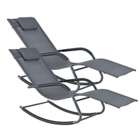 en.casa Sdraio a Dondolo da Giardino/Balcone Sedia a Sdraio Prendisole Lettino Oscillante con Gambe e Braccioli Rivestiti in Gomma Antiscivolo Grigio Scuro 