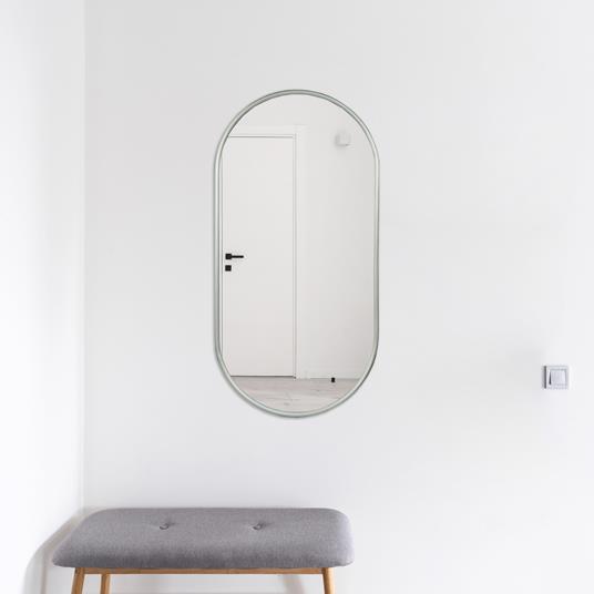 Specchio Ovale da Parete 30 x 60 cm Specchio Bagno con Fissaggio Verticale  o Orizzontale Specchio con Cornice in Alluminio - Grigio Grafite [en.casa]  - [en.casa] - Idee regalo