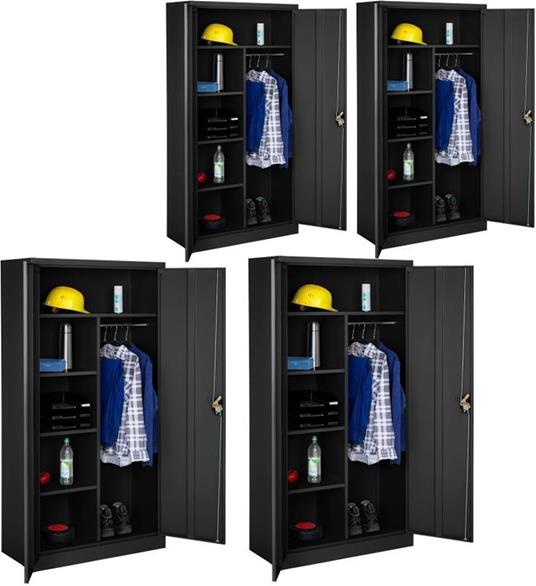 4x Armadio portadocumenti a 6 scomparti con asta appendiabiti - tectake -  Casa e Cucina | IBS