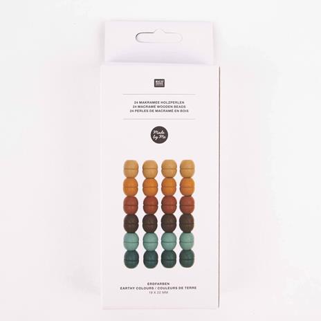 24 perle rotonde - Colore del legno - 22 mm