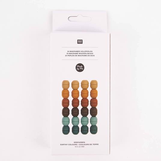 24 perle rotonde - Colore del legno - 22 mm
