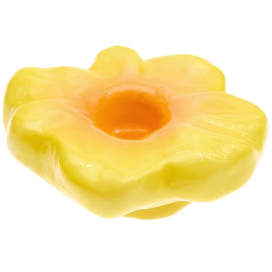 Portacandele in ceramica fiore giallo