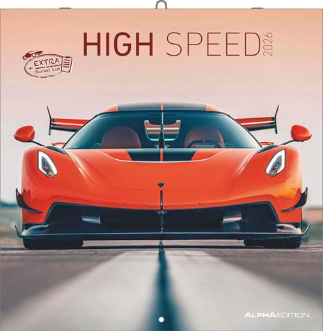 ALPHA EDITION - Calendario 2026 da muro, 12 mesi, 30x30 cm, High Speed