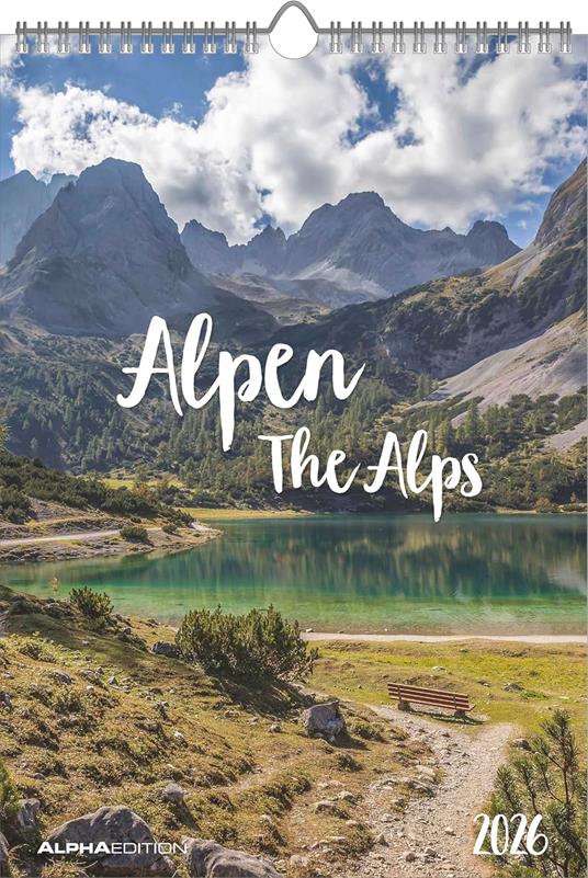 ALPHA EDITION - Calendario 2026 da muro, 12 mesi, 23,7x34 cm, The Alps