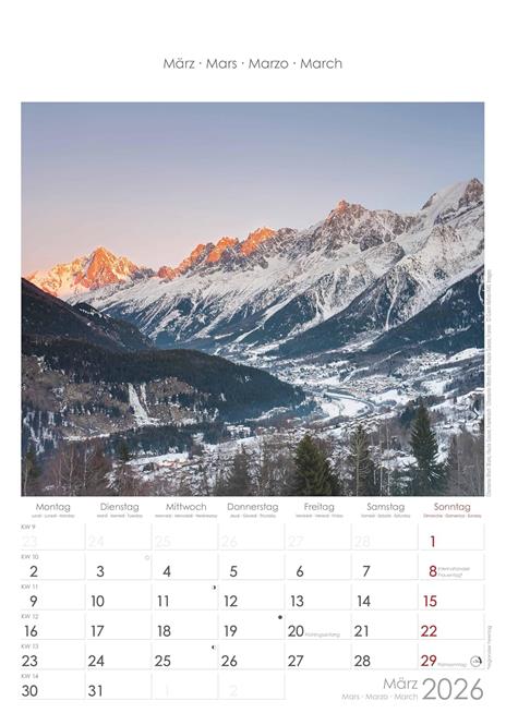 ALPHA EDITION - Calendario 2026 da muro, 12 mesi, 23,7x34 cm, The Alps - 4