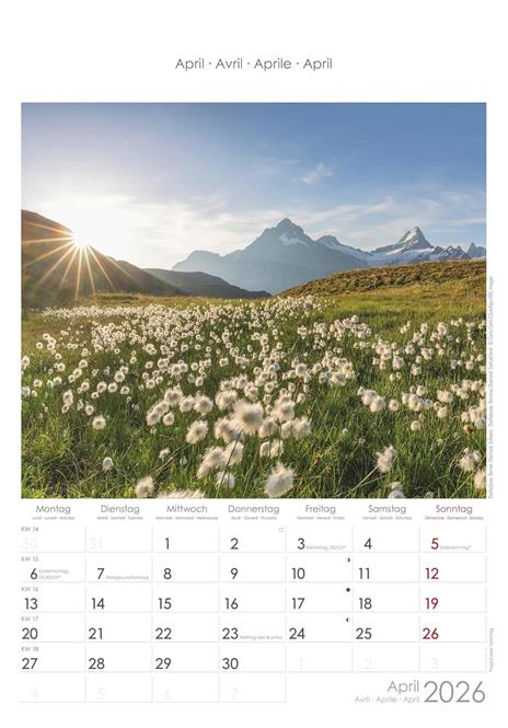 ALPHA EDITION - Calendario 2026 da muro, 12 mesi, 23,7x34 cm, The Alps - 5