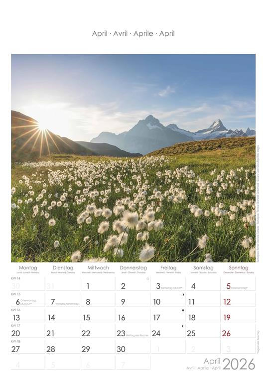 ALPHA EDITION - Calendario 2026 da muro, 12 mesi, 23,7x34 cm, The Alps - 5