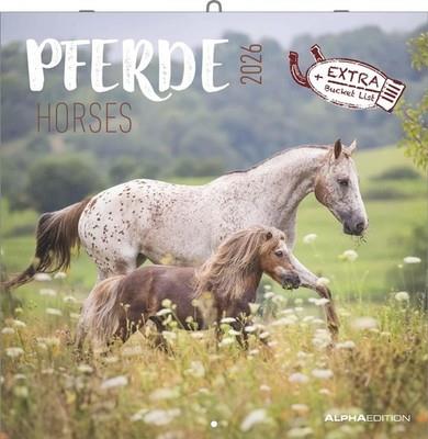 ALPHA EDITION - Calendario 2026 da muro, 12 mesi, 30x30 cm, Horses