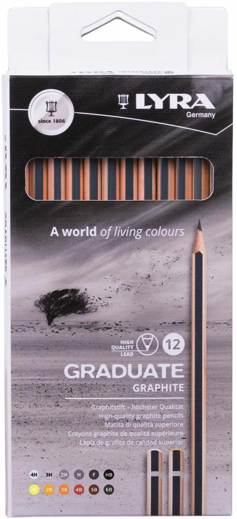 Matita Lyra Graduate Graphite Artist + Technical. Astuccio 12 gradazioni - F-H-2H-3H-4H-HB-B-2B-3B-4B-5B-6B
