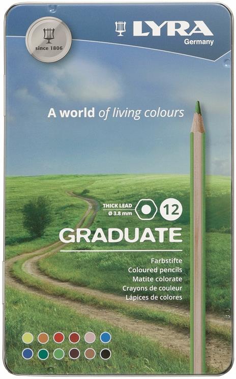 Pastelli Lyra Graduate. Scatola in metallo 12 colori assortiti