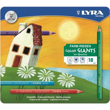 Pastelli Lyra Color Giants. Scatola in metallo 18 matite colorate assortite