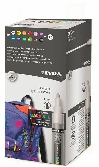 Marcatore Lyra Graduate Mark All Punta 2 mm - Confezione 12 colori assortiti