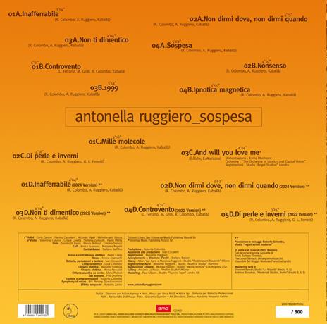 Sospesa (25th Anniversary Transparent Orange Vinyl Edition) - Vinile LP di Antonella Ruggiero - 2