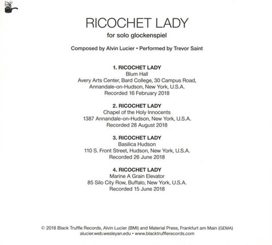 Ricochet Lady - CD Audio di Alvin Lucier - 2