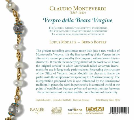 Vespro della beata Vergine - CD Audio di Claudio Monteverdi - 2