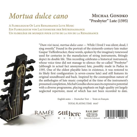 Mortua Dulce Cano. A Florilegium Of Late Renaissance Lute Music - CD Audio di Michal Gondko - 2