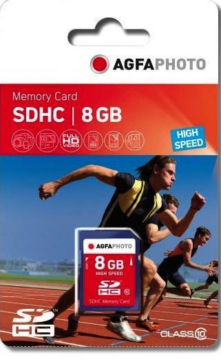 Memory Card SD 8Gb AgfaPhoto SDHC Class10 UHS-1 15MB/45MB