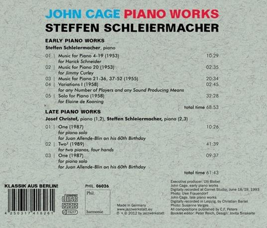 Piano Works - CD Audio di John Cage,Steffen Schleiermacher - 2