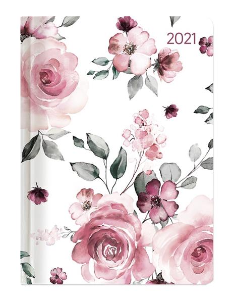 Agenda settimanale verticale Alpha Edition 2021, 12 mesi tascabile. Ladytimer Roses - 10,7x15,2cm