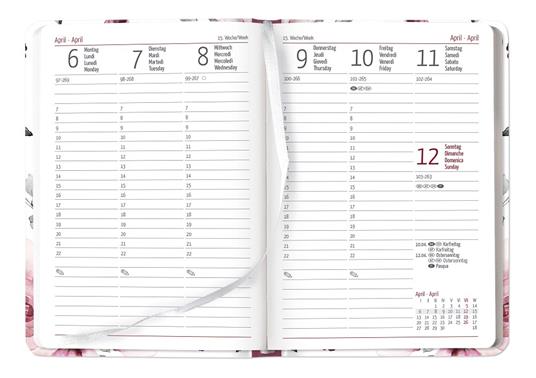 Agenda settimanale verticale Alpha Edition 2021, 12 mesi tascabile. Ladytimer Roses - 10,7x15,2cm - 2