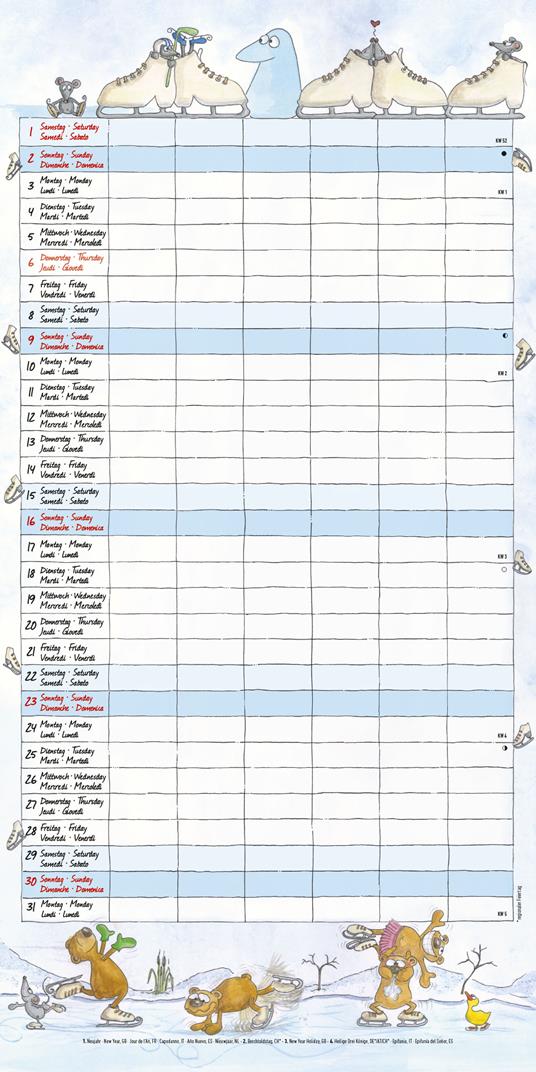 Calendario 2022 da muro Alpha Edition, Organizza famiglia, 12 mesi, 30x30 cm - 3