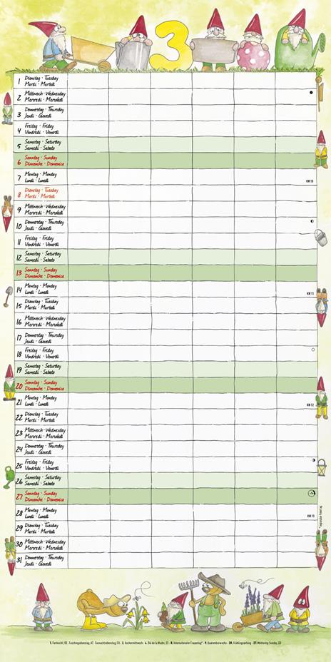 Calendario 2022 da muro Alpha Edition, Organizza famiglia, 12 mesi, 30x30 cm - 5