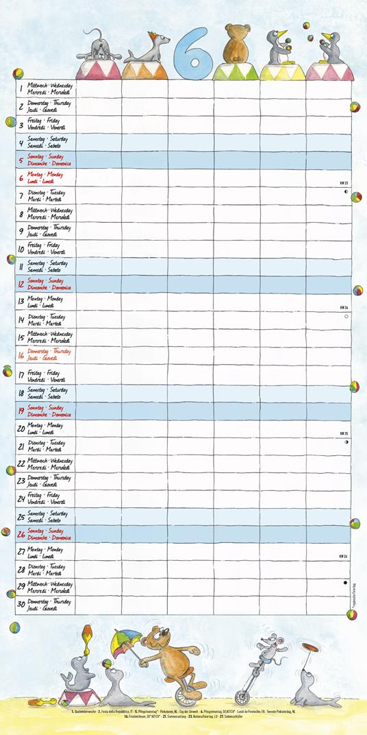 Calendario 2022 da muro Alpha Edition, Organizza famiglia, 12 mesi, 30x30 cm - 8