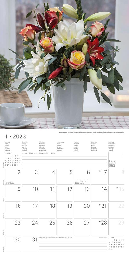 Calendario 2023 da muro Fiori, Alpha Edition, 12 mesi, 30x30 cm - 3