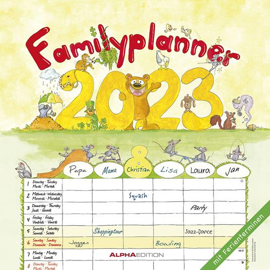 Calendario 2023 da muro Organizza famiglia, Alpha Edition, 12 mesi, 30x30  cm - Alpha Edition - Cartoleria e scuola