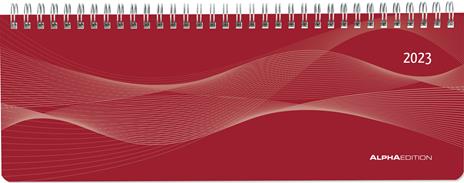 Planner Settimanale Da Tavolo 2023, Alpha Edition, 29,7x10,5 cm, Rossa, Spiralata