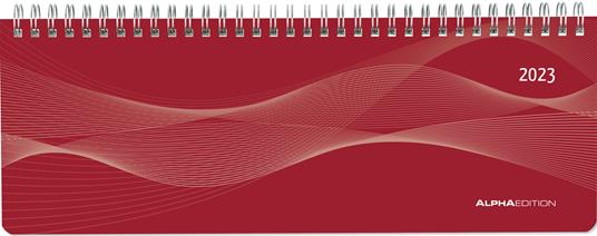 Planner Settimanale Da Tavolo 2023, Alpha Edition, 29,7x10,5 cm, Rossa, Spiralata